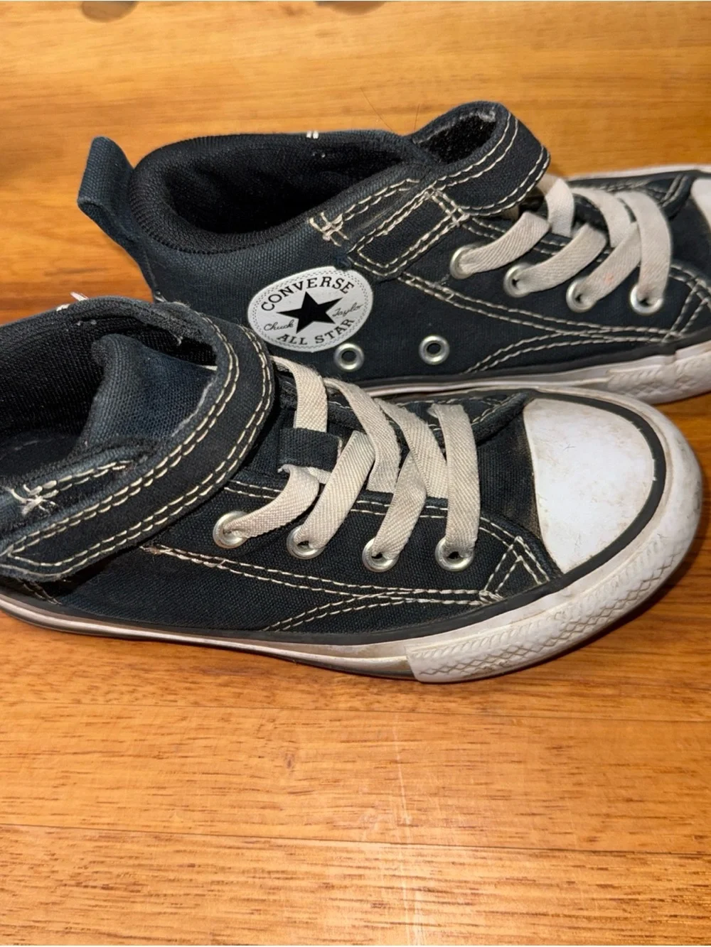 Converse Kids Black High Top Sneakers with White Accents